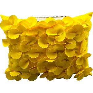 Yellow Floral Petal Throw Pillow 16x12 Textured 3D Accent Decor Cushion Home